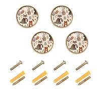 Ttgoth Pomelli rotondi per cassetti con motivo creature del bosco, 32 mm, 4 pezzi, maniglie per ante di credenze della cucina, accessori decorativi per mobili