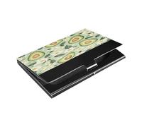 Ttgoth Porta biglietti da visita con fiori di avocado, unisex, in pelle PU e acciaio inossidabile, con tasca per nome, portafoglio per documenti d'identità, per viaggi e lavoro, A, 9.3x5.8x1 cm