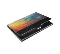 Ttgoth Porta biglietti da visita con motivo a puzzle, per uomini e donne, in pelle PU e acciaio inossidabile, custodia per carte di credito, tasca a portafoglio per viaggi e lavoro, A, 9.3x5.8x1 cm
