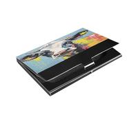 Ttgoth Porta biglietti da visita con ritratti di mucca, per uomini e donne, in pelle PU e acciaio inossidabile, custodia per carte di credito, tasca a portafoglio per viaggi e lavoro, A, 9.3x5.8x1 cm,