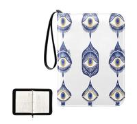 Ttgoth Raccoglitore per carte collezionabili con 4 tasche per 400 carte blu e retro Evil Eye, con cerniera, con 50 maniche rimovibili, in pelle PU, album da collezione per sport e carte da gioco