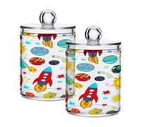 Ttgoth Rockets Qtip Holder Dispenser acrilico Barattoli da bagno 2 PCS Apothecary Jar Makeup Organizer per batuffoli di cotone, boccioli, tamponi, palline