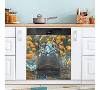 Ttgoth Simpatico ippopotamo copertura magnetica decorativa per lavastoviglie, pannello di copertura per porta d'ingresso, adesivo per elettrodomestici da cucina, 58 x 66 cm