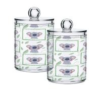 Ttgoth Simpatico Koala Qtip Holder Dispenser Acrilico Vasetti da Bagno 2 PZ Apothecary Jar Makeup Organizer per batuffoli di cotone, Bud, tampone, Palla