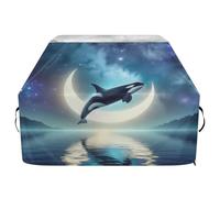 Ttgoth Whale Moon - Copertura per barbecue per esterni, resistente all'acqua e agli strappi, resistente allo sbiadimento e ai raggi UV, con cinghie regolabili, per la maggior parte delle griglie, 114