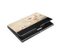 Ttgoth Wildflower - Porta biglietti da visita per uomini e donne, in pelle PU e acciaio inossidabile, con tasca porta carte di credito, per viaggi e lavoro, A, 9.3x5.8x1 cm, Moderno