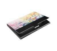 Ttgoth Wildflower - Porta biglietti da visita per uomini e donne, in pelle PU e acciaio inossidabile, con tasca porta carte di credito, per viaggi e lavoro, A, 9.3x5.8x1 cm, Moderno