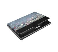 Ttgoth Wildflower - Porta biglietti da visita per uomini e donne, in pelle PU e acciaio inossidabile, con tasca porta carte di credito, per viaggi e lavoro, A, 9.3x5.8x1 cm, Moderno