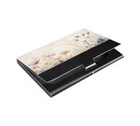 Ttgoth Wildflower - Porta biglietti da visita per uomini e donne, in pelle PU e acciaio inossidabile, con tasca porta carte di credito, per viaggi e lavoro, A, 9.3x5.8x1 cm, Moderno