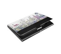 Ttgoth Wildflower - Porta biglietti da visita per uomini e donne, in pelle PU e acciaio inossidabile, con tasca porta carte di credito, per viaggi e lavoro, A, 9.3x5.8x1 cm, Moderno