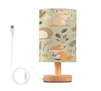 Ttgoth Woodland Animal Lampada da comodino per camera da letto, lampada da comodino a LED, lampada da lettura con porte USB e paralume in tessuto, per soggiorno, dormitorio, casa e ufficio