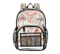 Ttgoth Zaino trasparente a forma di fungo acquerello, resistente, approvato dallo stadio, con tasche multiple per scuola, sicurezza, lavoro e lavoro