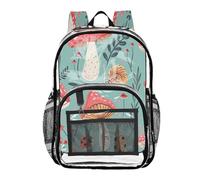 Ttgoth Zaino trasparente a forma di fungo acquerello, resistente, approvato dallo stadio, con tasche multiple per scuola, sicurezza, lavoro e lavoro