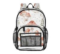 Ttgoth Zaino trasparente a forma di fungo acquerello, resistente, approvato dallo stadio, con tasche multiple per scuola, sicurezza, lavoro e lavoro