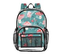 Ttgoth Zaino trasparente a forma di fungo acquerello, resistente, approvato dallo stadio, con tasche multiple per scuola, sicurezza, lavoro e lavoro