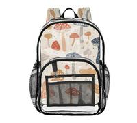 Ttgoth Zaino trasparente a forma di fungo acquerello, resistente, approvato dallo stadio, con tasche multiple per scuola, sicurezza, lavoro e lavoro