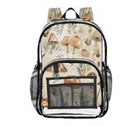 Ttgoth Zaino trasparente a forma di fungo acquerello, resistente, approvato dallo stadio, con tasche multiple per scuola, sicurezza, lavoro e lavoro