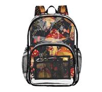 Ttgoth Zaino trasparente a forma di fungo acquerello, resistente, approvato dallo stadio, con tasche multiple per scuola, sicurezza, lavoro e lavoro