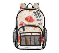 Ttgoth Zaino trasparente a forma di fungo acquerello, resistente, approvato dallo stadio, con tasche multiple per scuola, sicurezza, lavoro e lavoro