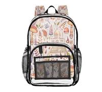 Ttgoth Zaino trasparente a forma di fungo con farfalle, resistente, approvato dallo stadio, con tasche multiple per scuola, sicurezza, lavoro e lavoro