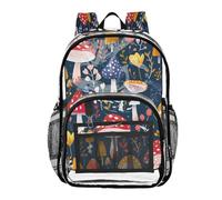 Ttgoth Zaino trasparente a forma di fungo, resistente, approvato dallo stadio, con tasche multiple per scuola, sicurezza, lavoro e lavoro