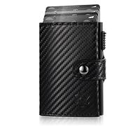 TTIAISHLE® Custodia per carte di credito con protezione RFID NFC,Portafoglio da uomo,Slim Wallet con scomparto portamonete,Smart Wallet per carte e monete, 10*2*7, Minimalista nero carbonio