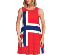 TTIGLHOH Abito da donna con bandiera norvegese, casual, senza maniche, lunghezza al ginocchio, abito estivo con tasche, Nero , XXL