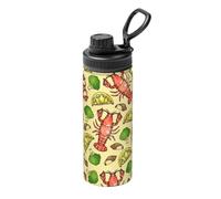 TTIGLHOH Acciaio inossidabile isolato 18oz della stampa di stampa del limone e dell'aragosta del bollitore per il viaggio di forma fisica di sport
