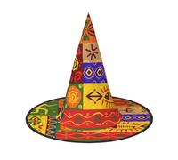 TTIGLHOH African National Patterns Printing 1 pezzi Halloween strega cappello carnevale leggero pieghevole ideale per cosplay