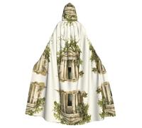 TTIGLHOH Antico edificio con ramo d'ulivo romano e mantello lungo greco con cappuccio, abito gotico adulto, per ballo in maschera medievale Larp costume indossare