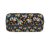 TTIGLHOH Astuccio grande capiente per la sensibilizzazione all'autismo, con pezzi di puzzle a forma di cuore, elegante astuccio per penne e matite, organizer per ufficio, università e scuola, Nero