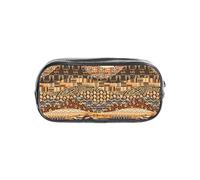 TTIGLHOH Astuccio per penne trasparente stampato patchwork stile africano, organizer per cosmetici impermeabile, portatile per strumenti artistici