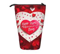 TTIGLHOH Astuccio porta penne telescopico con scritta "Happy Valentine's Day", per ragazze e ragazzi, grande capacità per la scuola, Nero , Taglia unica, Organizer per borse
