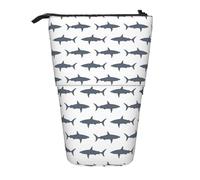 TTIGLHOH Astuccio telescopico con pesce e squalo per ragazze e ragazzi, astuccio portapenne telescopico per bambini, grande capacità per la scuola, Nero , Taglia unica, Organizer per borse