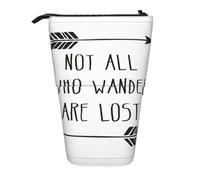 TTIGLHOH Astuccio telescopico con scritta in inglese "Not All Who Wander are Lost", per ragazze e ragazzi, grande capacità per la scuola, Nero , Taglia unica, Organizer per borse