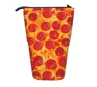 TTIGLHOH Astuccio telescopico per matite 3D con pizza, peperoni, per ragazze e ragazzi, grande capacità per la scuola, Nero , Taglia unica, Organizer per borse