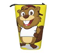 TTIGLHOH Astuccio telescopico per penne e penne con motivo castoro Naughty Beaver, per ragazze e ragazzi, grande capacità per la scuola, Nero , Taglia unica, Organizer per borse