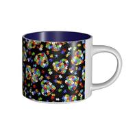 TTIGLHOH Autismo Awareness Puzzle Pezzi Cuore Stampa Bere Tazze di Ceramica Grande Capacità Adatto per Caffè Costruzione Robusta Fondo Antiscivolo