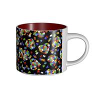 TTIGLHOH Autismo Awareness Puzzle Pezzi Cuore Stampa Bere Tazze di Ceramica Grande Capacità Adatto per Caffè Costruzione Robusta Fondo Antiscivolo