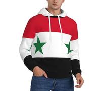 TTIGLHOH Bandiera della Repubblica Araba Siriana Felpe con cappuccio invernali da uomo foderato in pile Sherpa Pullover tasca a marsupio Comfort Fit, felpa invernale, Nero , 3XL