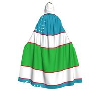 TTIGLHOH Bandiera della Repubblica dell'Uzbekistan Mantello lungo con cappuccio, abito gotico per adulti, per ballo in maschera medievale Larp Costume Wear