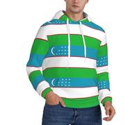 TTIGLHOH Bandiera della Repubblica di Uzbekistan Felpe con cappuccio invernali da uomo foderato in pile Sherpa Pullover tasca a marsupio Comfort Fit, felpa invernale, Nero , M