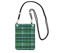 TTIGLHOH Blu E Verde Scozzese Tartan Stampa Viaggio Piccolo Crossbody Bag Telefono Borse Con Tracolla Per Passaporto Smartphone Portafoglio, Nero , Taglia unica