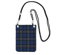 TTIGLHOH Blu E Verde Scozzese Tartan Stampa Viaggio Piccolo Crossbody Bag Telefono Borse Con Tracolla Per Passaporto Smartphone Portafoglio, Nero , Taglia unica