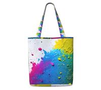 TTIGLHOH Borsa per la spesa in tela riutilizzabile con schizzi di vernice, borsa media con chiusura a scatto, uso quotidiano, lavoro, shopping