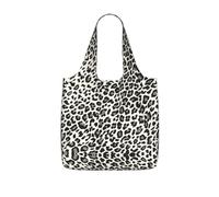 TTIGLHOH Borsa per la spesa pieghevole e leggera con stampa leopardata nera, riutilizzabile, 25 l, per la spesa, viaggi, pendolarismo