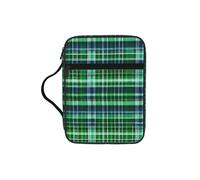 TTIGLHOH Borsa portaoggetti con stampa scozzese scozzese blu e verde, in tessuto Oxford resistente all'acqua, custodia organizer per studio della chiesa
