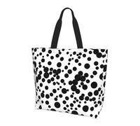 TTIGLHOH Borsa tote da donna con stampa a pois neri e bianchi, borsa a tracolla riutilizzabile, grandi borse per lavoro, scuola, shopping e attività all'aperto