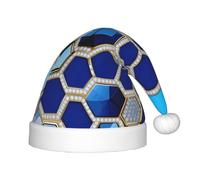 TTIGLHOH Cappello da Babbo Natale blu con esagoni e diamanti per bambini, in velluto, comodo e spesso
