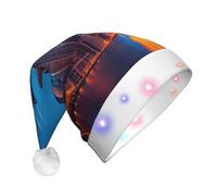 TTIGLHOH Cappello da Babbo Natale Chicago per costume natalizio con luce LED per adulti, cappello da Babbo Natale per feste